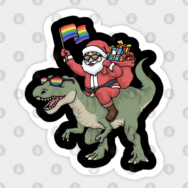 Christmas LGBT Santa Claus TRex Rainbow Gay Pride Sticker by PomegranatePower